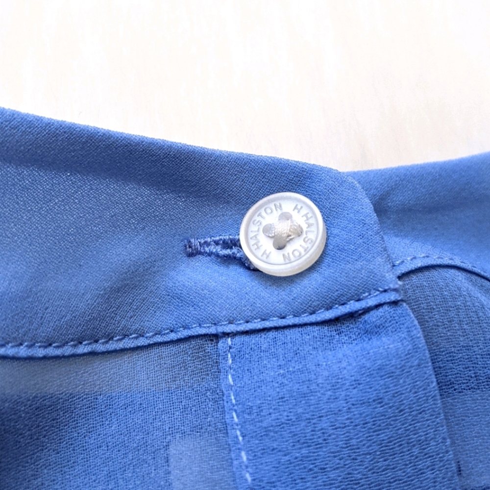 NWT H Halston Neutral Cloud Button Up Blouse Top - Picture 5 of 10
